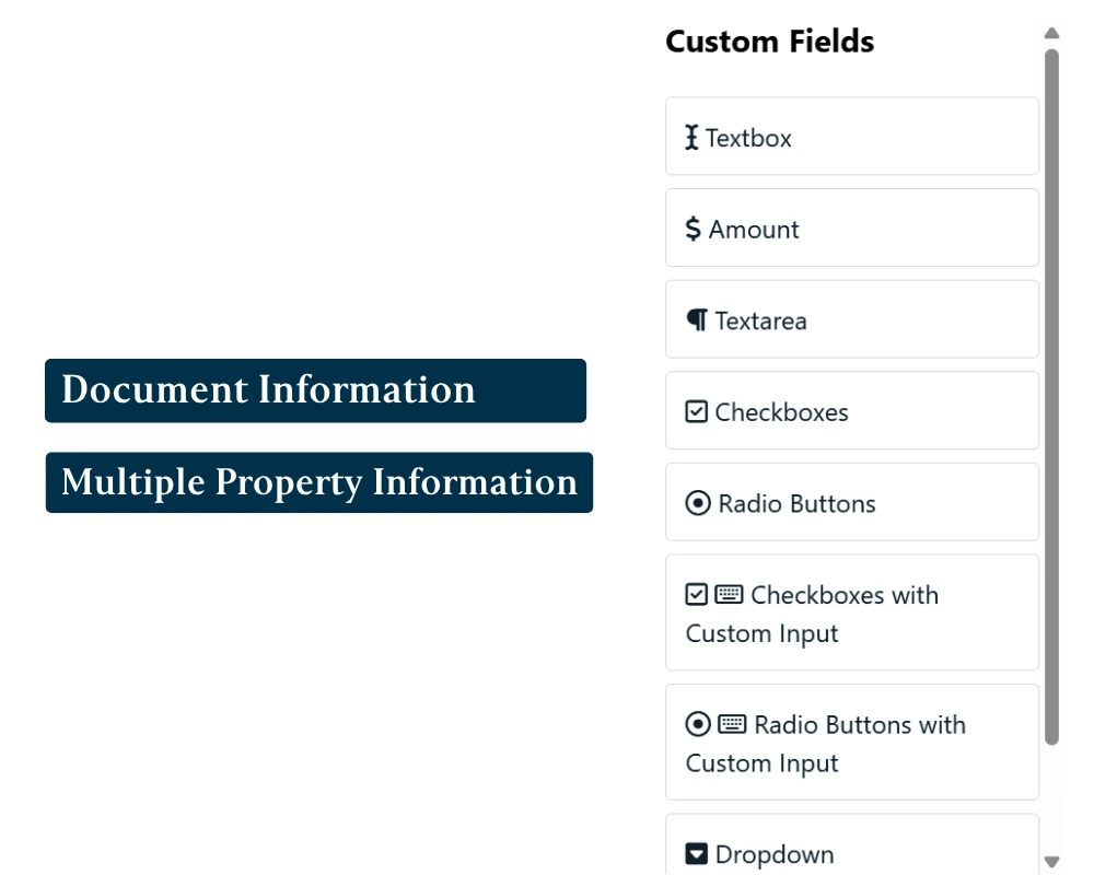 Tailored intake forms interface for real estate professionals, showing customizable client data collection fields and property information capture