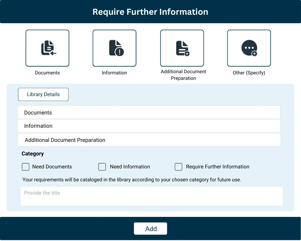 Intuitive RFI request for information feature interface for real estate professionals showing streamlined information gathering workflow
